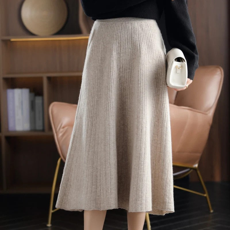 Lefèvre Cashmere Knit Skirt - Camel