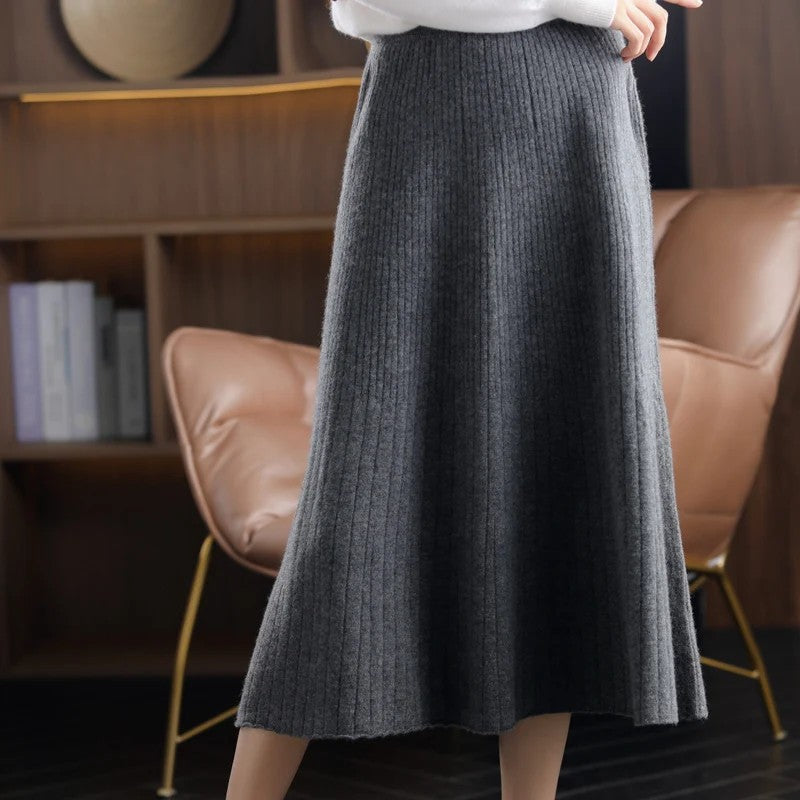 Lefèvre Cashmere Knit Skirt - Charcoal