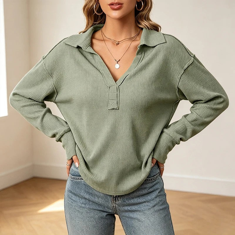 Lucca Cotton Blend Waffle Pullover