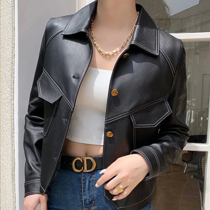Lucerne Faux Leather Jacket - Obsidian Black