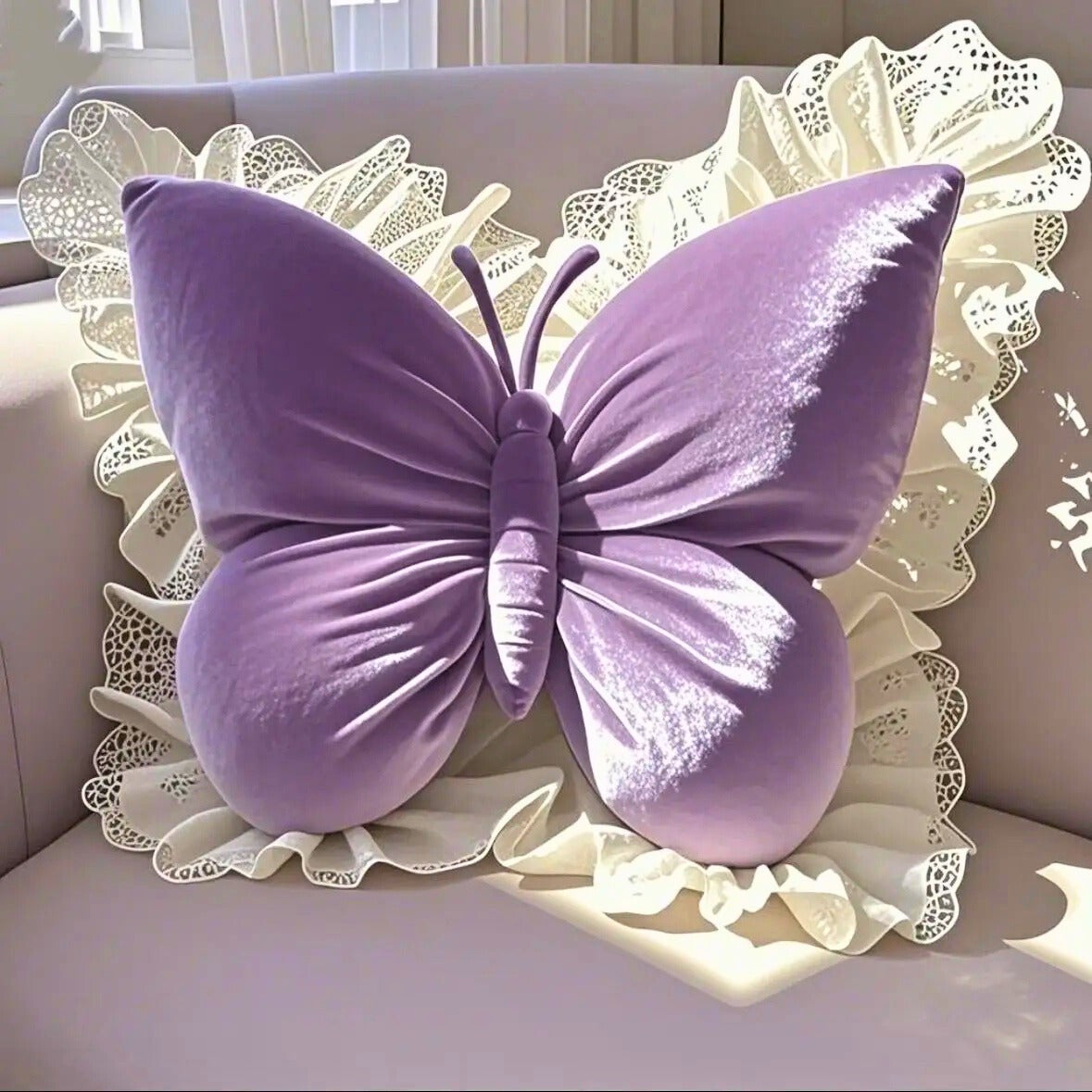 Lumina Butterfly Pillow - Amethyst