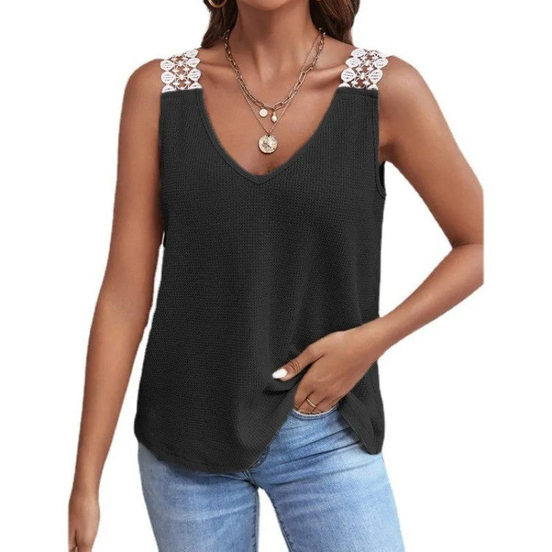 Lumina Lace Tank Top - Onyx