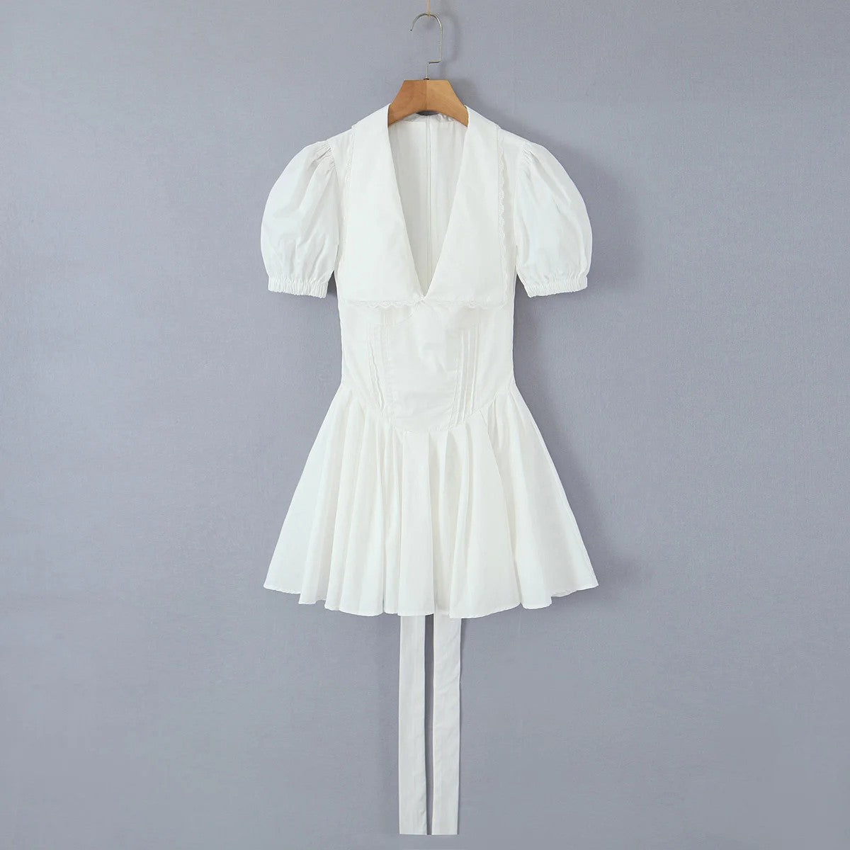 Lumina Lapel Mini Dress - White