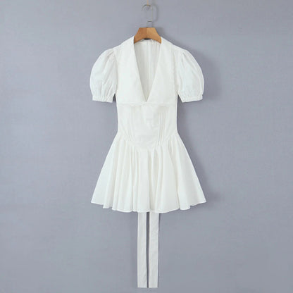 Lumina Lapel Mini Dress - White