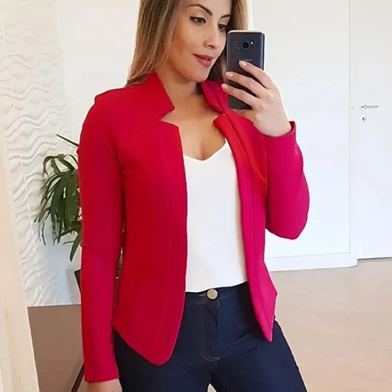 Lumina Open Stitch Blazer - Crimson