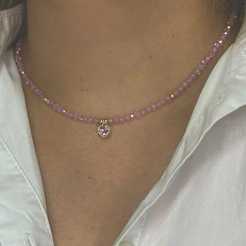 Lumina Pearl & Crystal Necklace - Lavender Gem