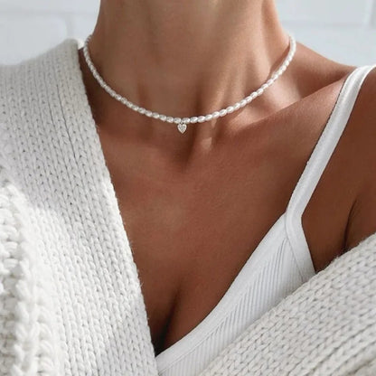 Lumina Pearl & Crystal Necklace - Pearl White