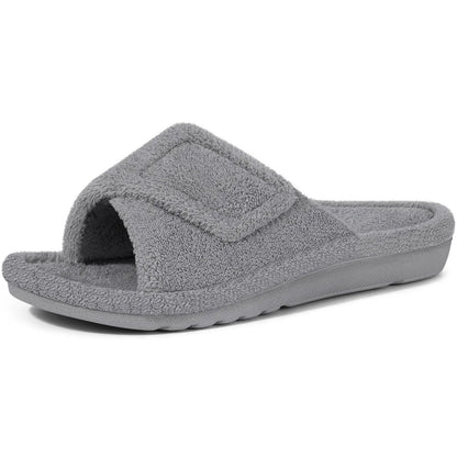 Lumira Fuzzy House Slippers - Stone Grey