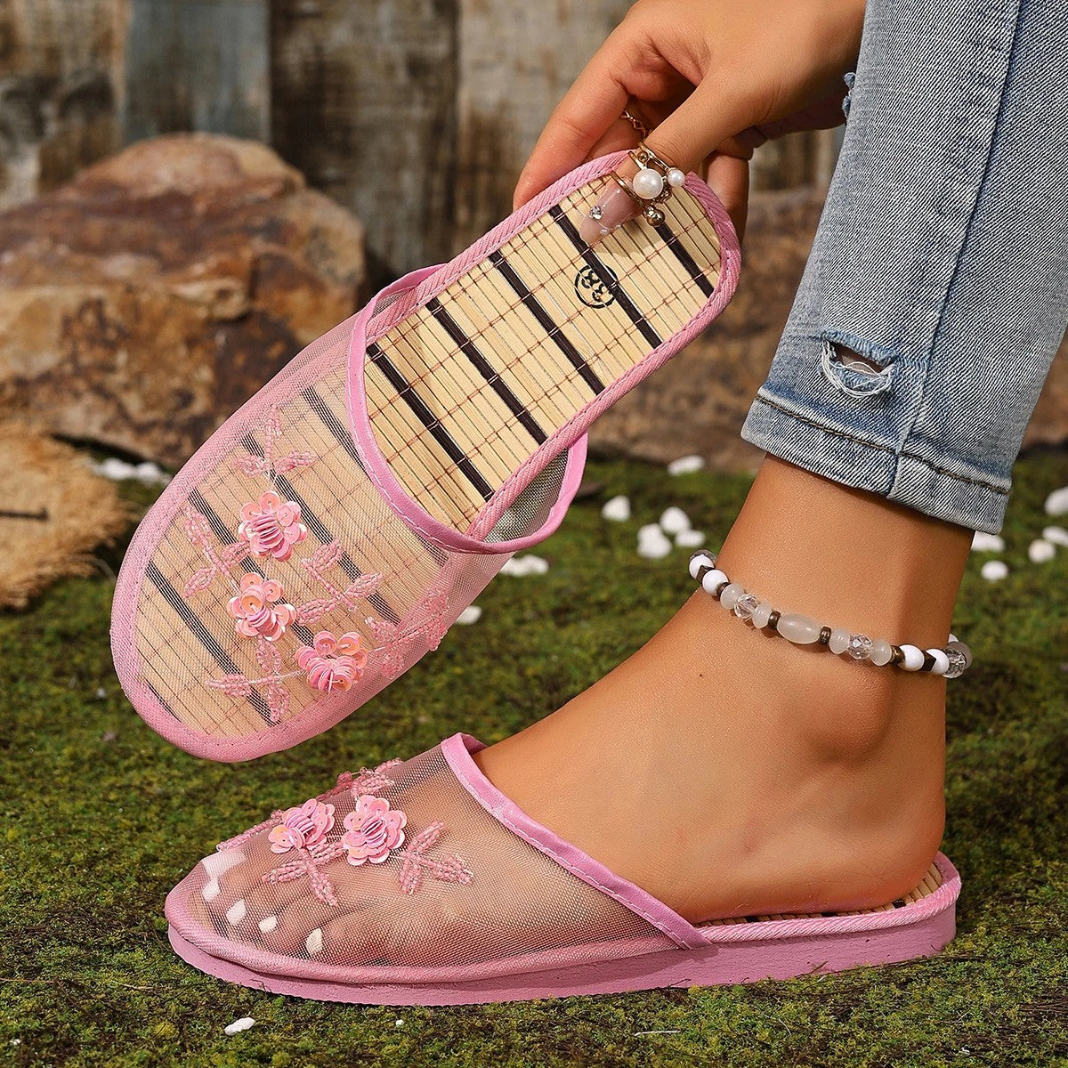 Lunel Mesh Bamboo Mules