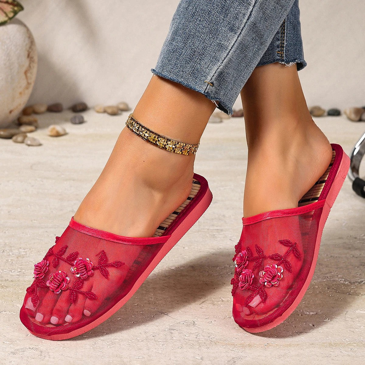 Lunel Mesh Bamboo Mules