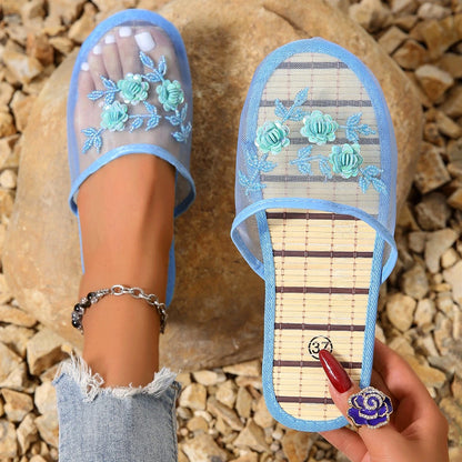 Lunel Mesh Bamboo Mules - Sky Blue