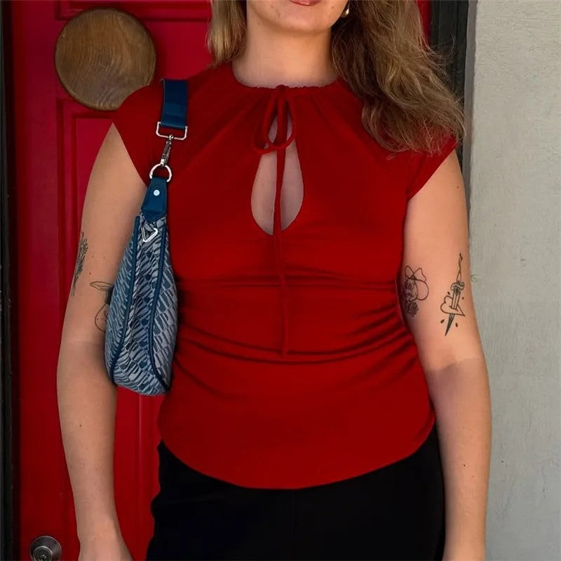 Lyra Tie Front Ruched Top