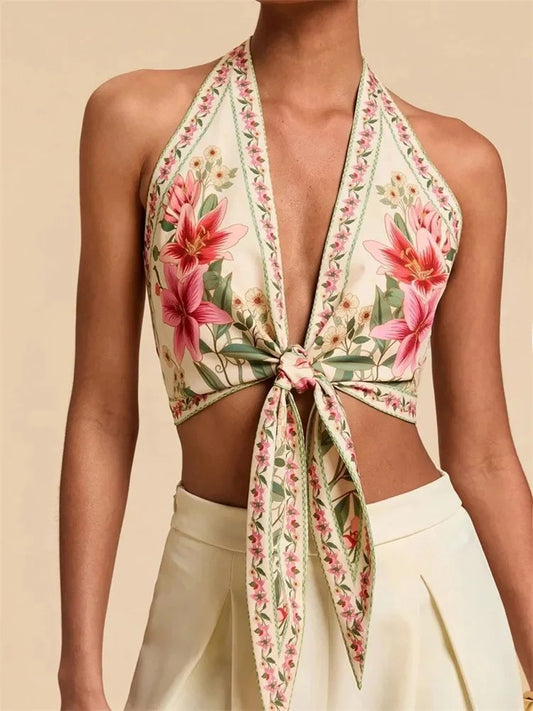 Lys Floral Halter Top - Floral Bloom