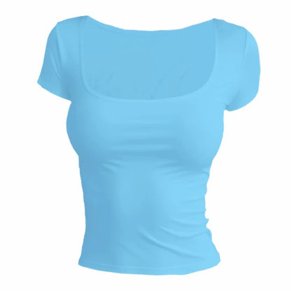Malaga Square-Cut Tee - Azure Blue