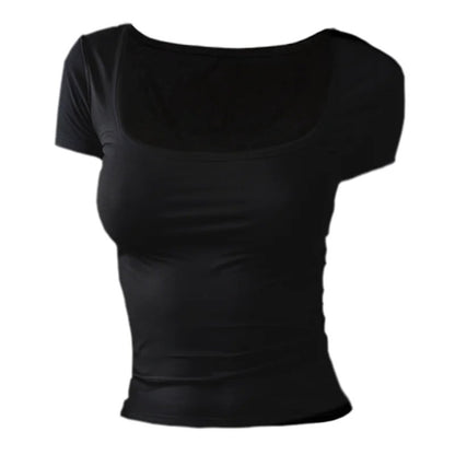 Malaga Square-Cut Tee - Black