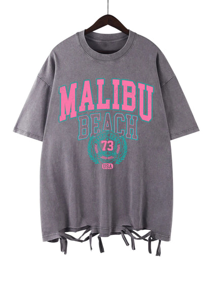 Malibu Distressed Cotton T-Shirt - Ash Gray