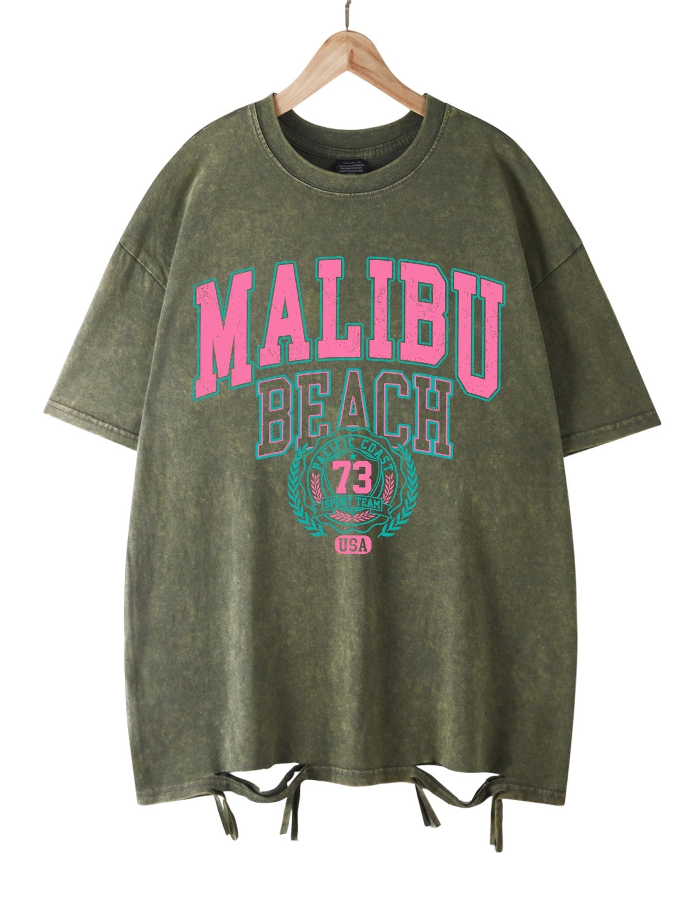 Malibu Distressed Cotton T-Shirt - Forest Green