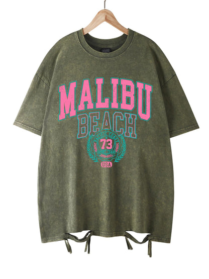 Malibu Distressed Cotton T-Shirt - Forest Green