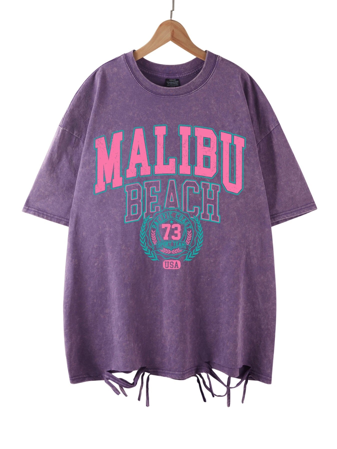 Malibu Distressed Cotton T-Shirt - Lavender