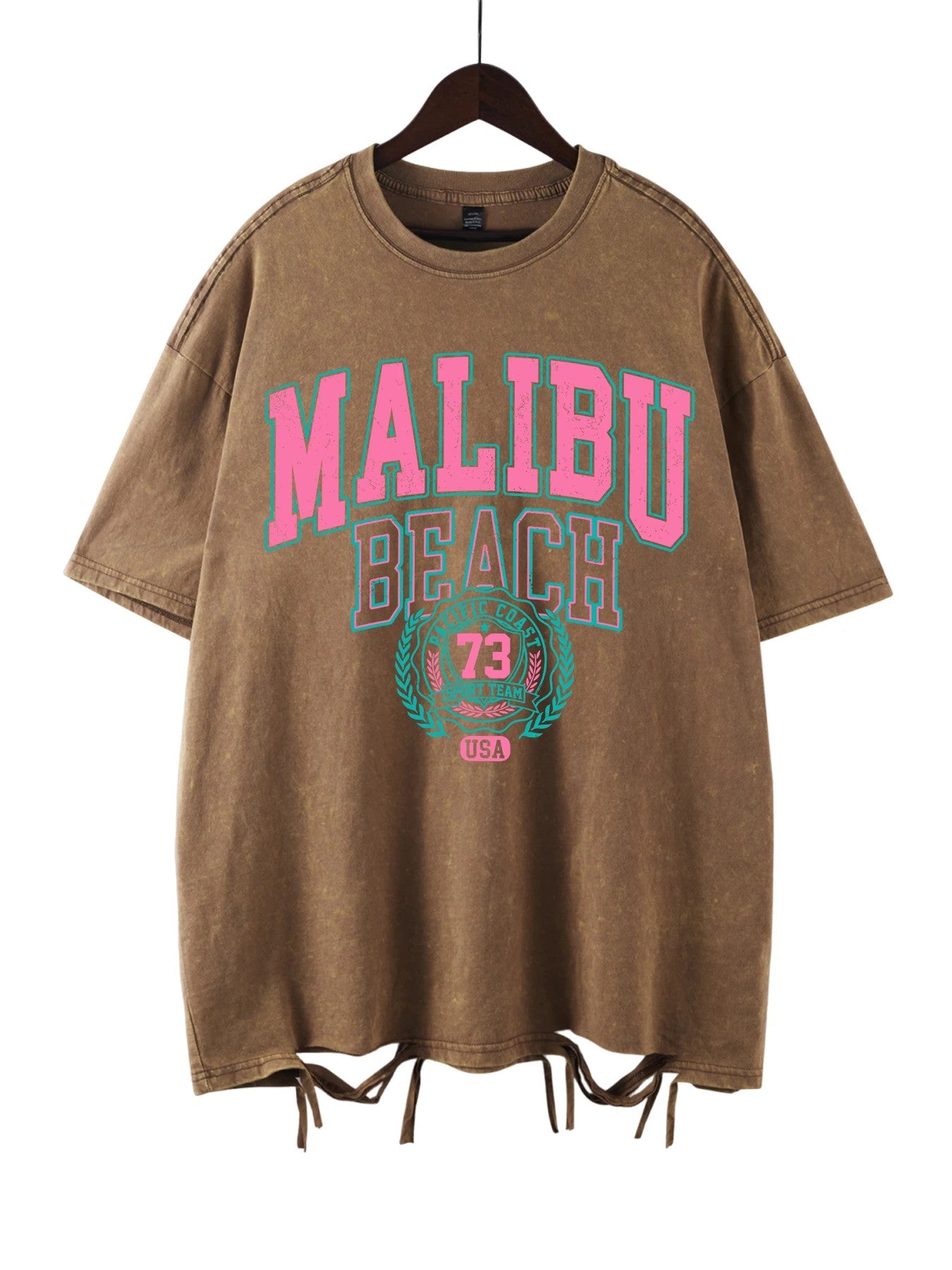 Malibu Distressed Cotton T-Shirt - Mocha