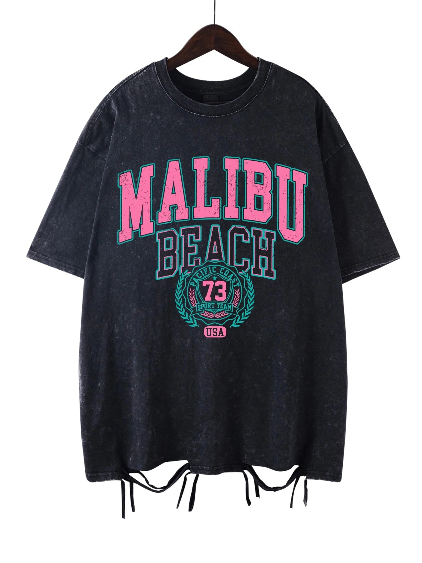 Malibu Distressed Cotton T-Shirt - Onyx