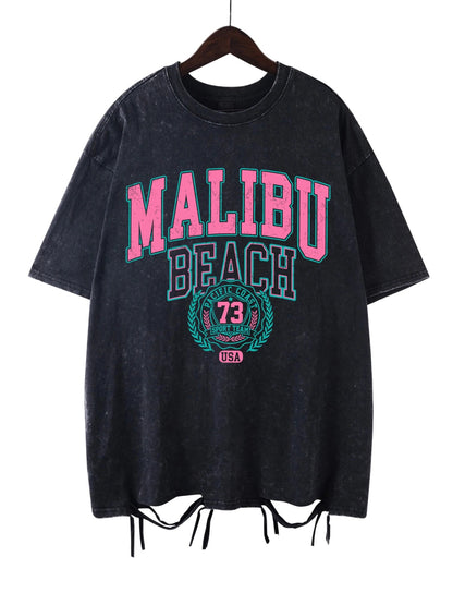Malibu Distressed Cotton T-Shirt - Onyx