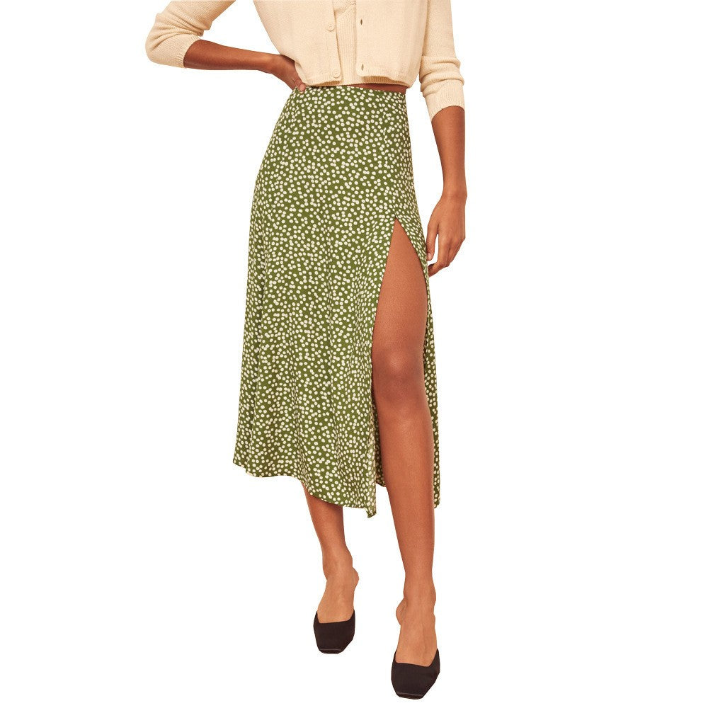 Marbella Floral Midi Skirt - Emerald Dot