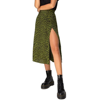 Marbella Floral Midi Skirt - Forest Leopard