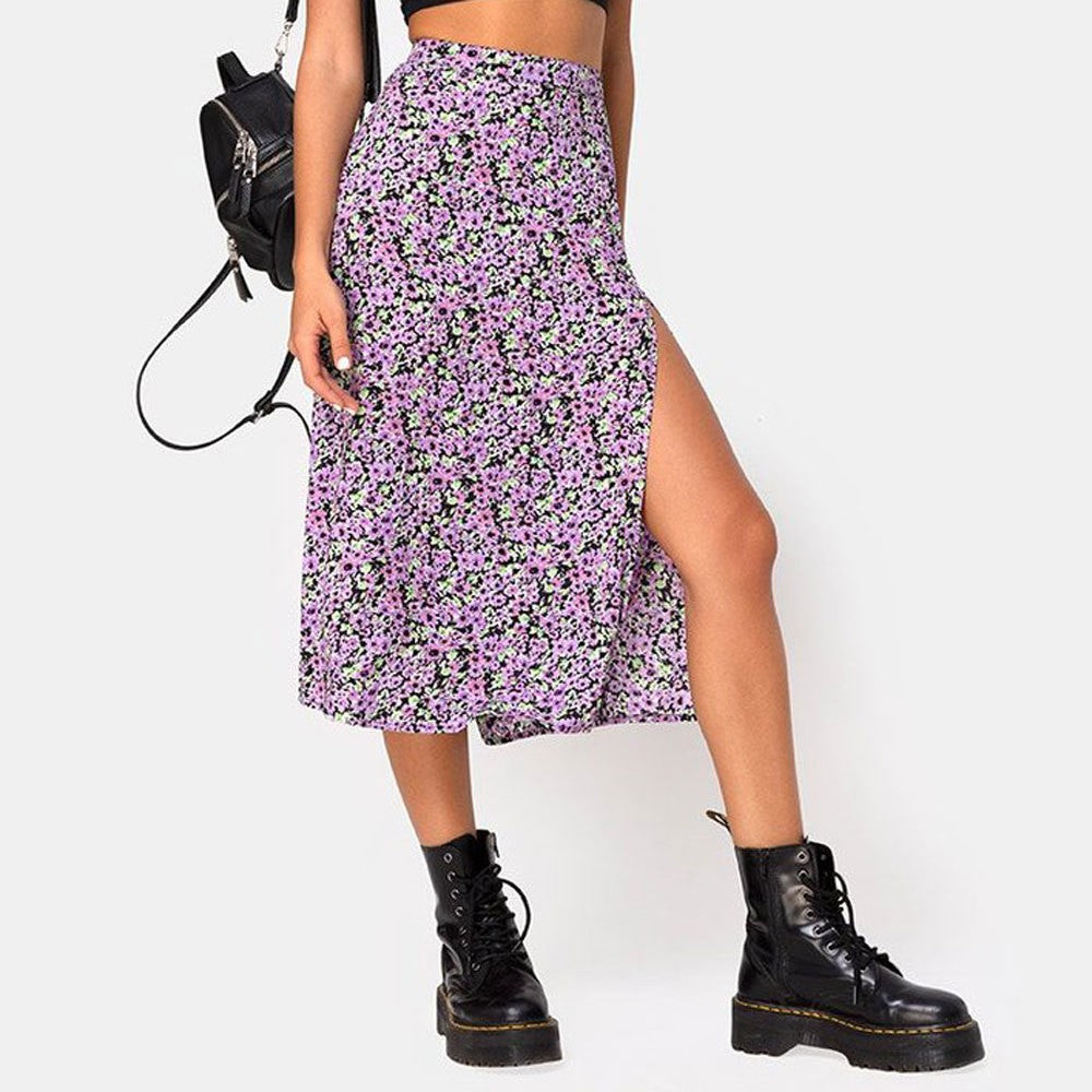 Marbella Floral Midi Skirt - Lavender Bloom