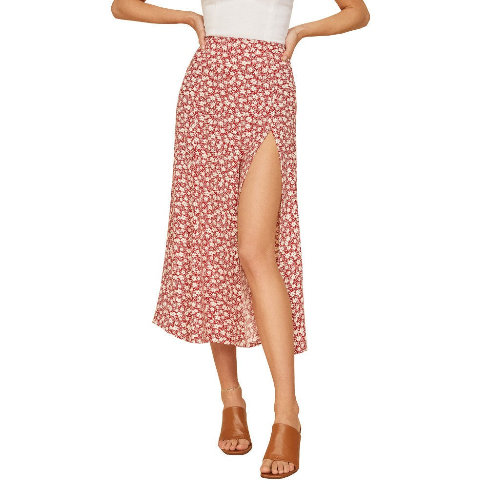Marbella Floral Midi Skirt - Ruby Floral