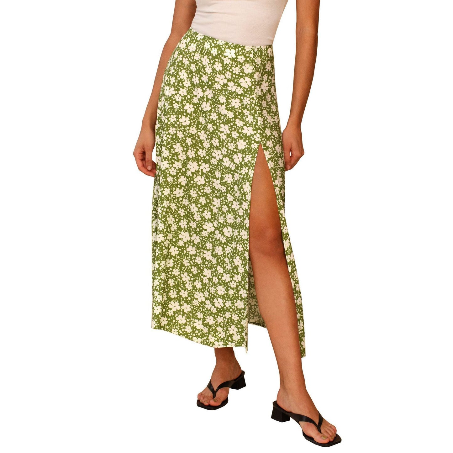 Marbella Floral Midi Skirt - Verdant Bloom