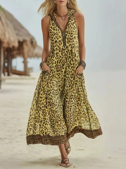 Marbella Leopard Maxi Dress - Marigold Yellow