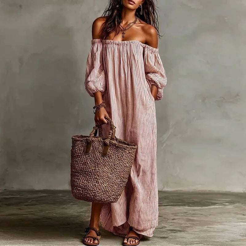 Marbella Off Shoulder Dress - Blush Pink