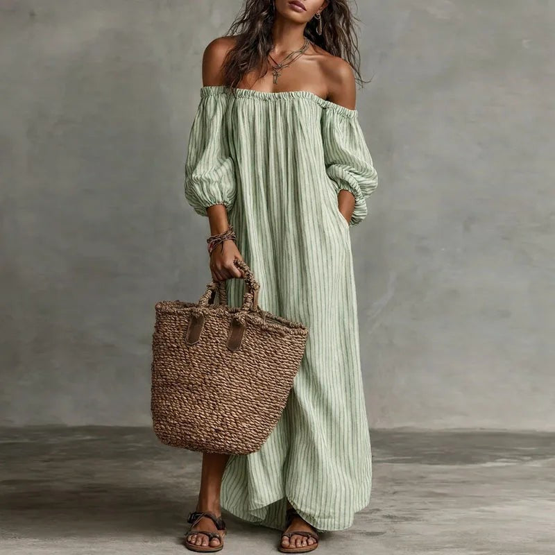 Marbella Off Shoulder Dress - Mint Green