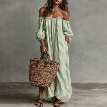 Marbella Off Shoulder Dress - Mint Green