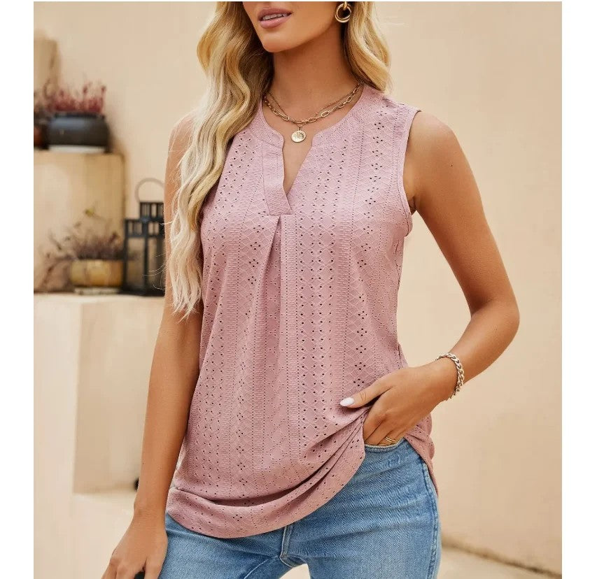Marbella V-Neck Tank - Blush