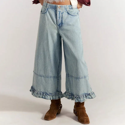 Matera Wide Cropped Jeans - Light  Blue