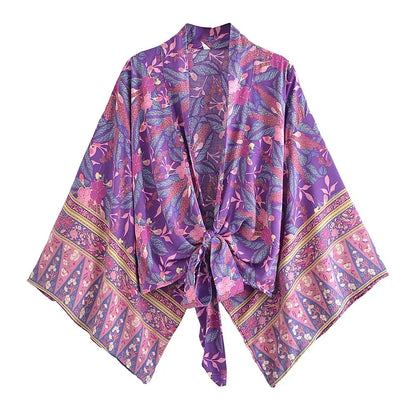 Menton Floral Kimono - Amethyst Purple