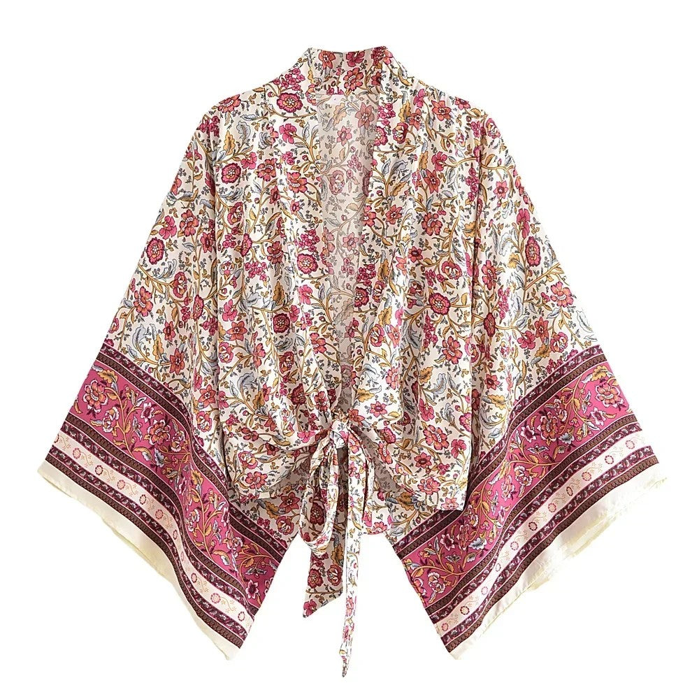 Menton Floral Kimono - Classic Beige
