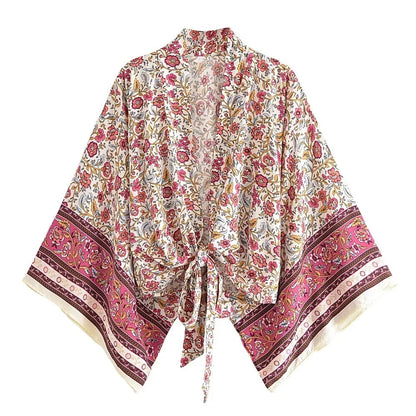Menton Floral Kimono - Classic Beige