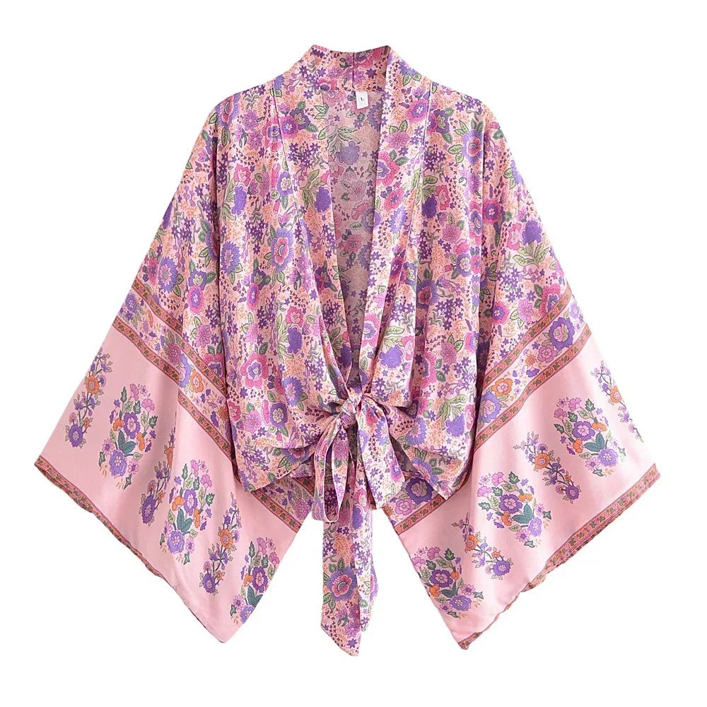 Menton Floral Kimono - Petal Pink