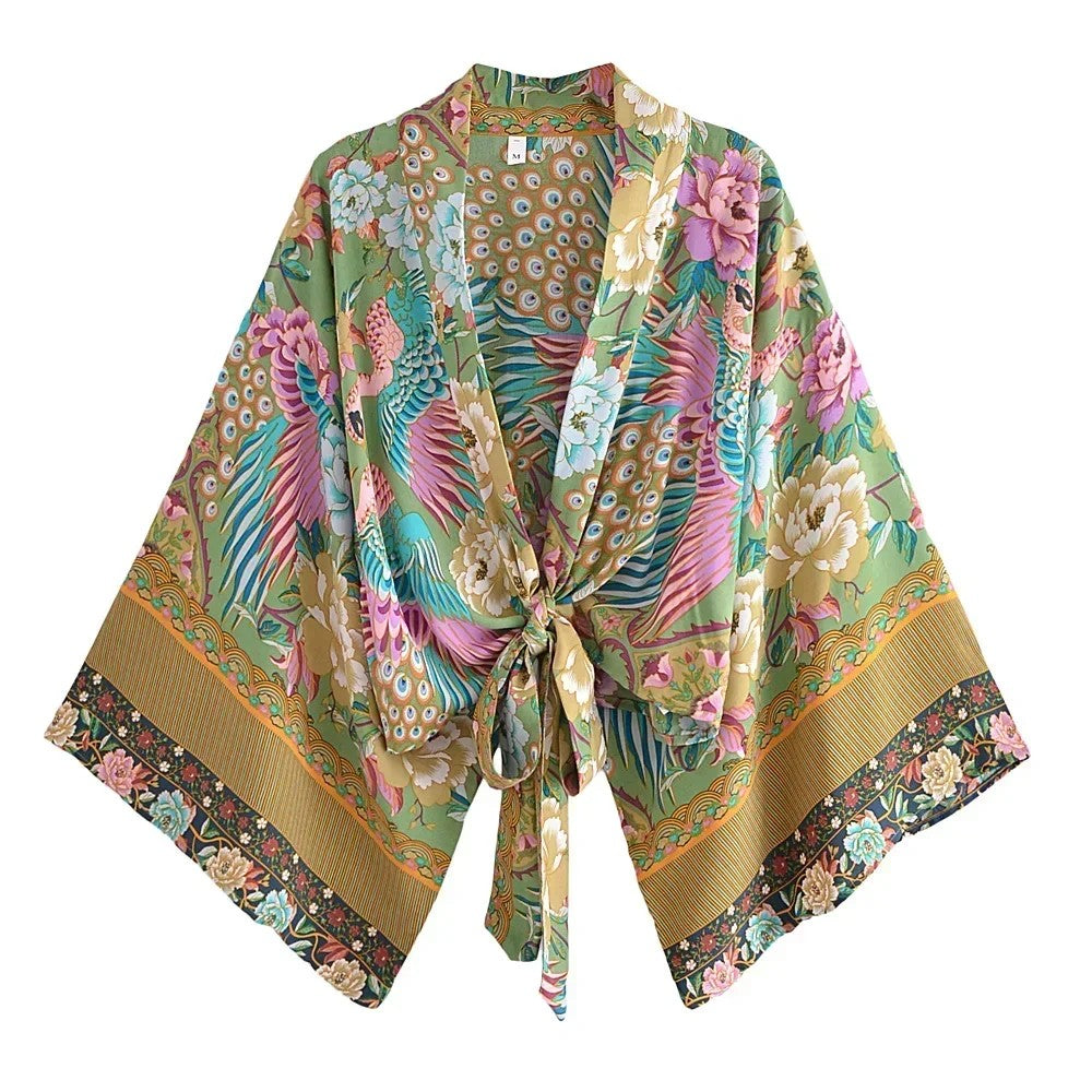 Menton Floral Kimono - Teal