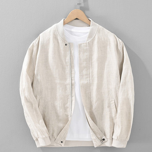 Menton Brushed Cotton Linen Jacket - Natural Flax