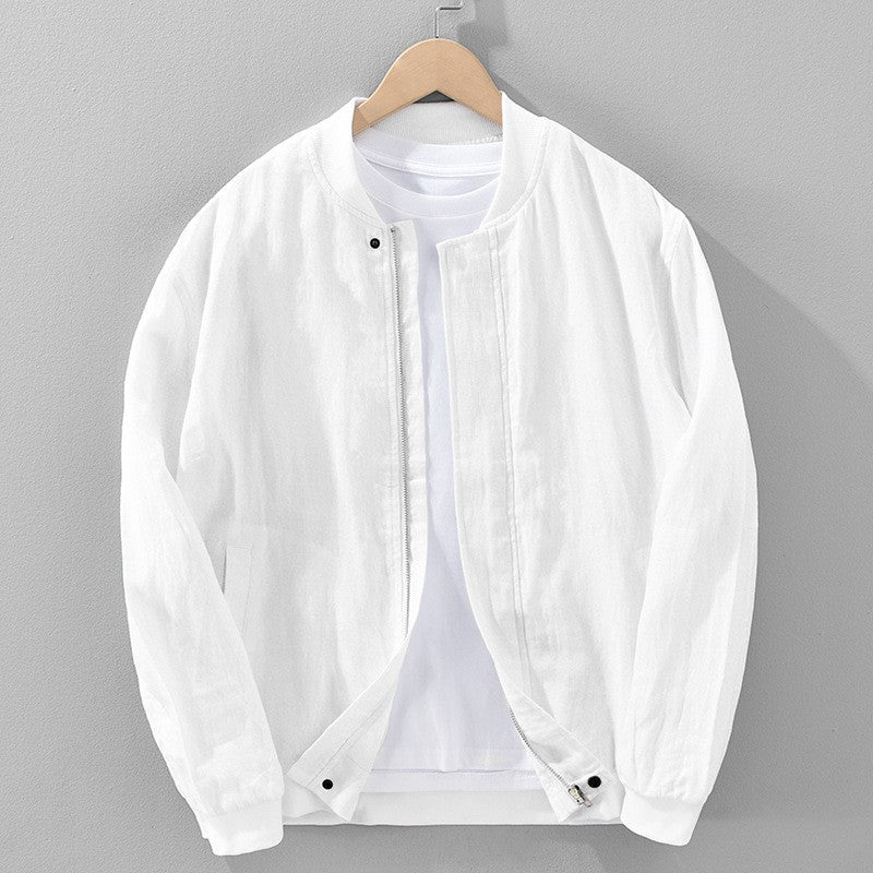 Menton Brushed Cotton Linen Jacket - White