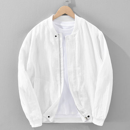 Menton Brushed Cotton Linen Jacket - White