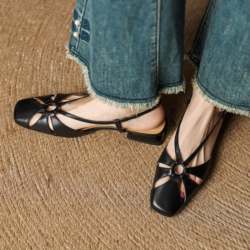 Merapel Genuine Leather Sandals - Black