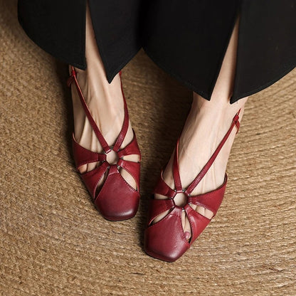 Merapel Genuine Leather Sandals - Burgundy