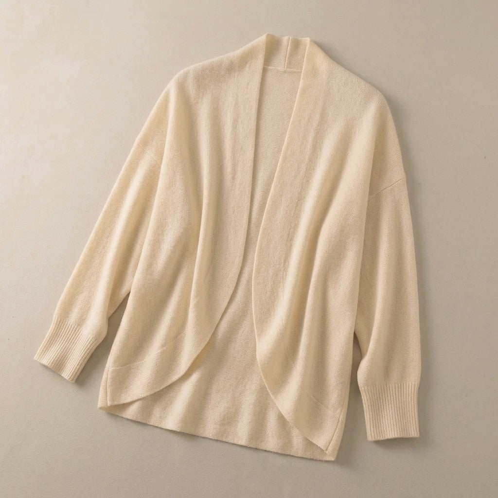 Merino Wool Sleeved Shawl - Oatmeal Beige