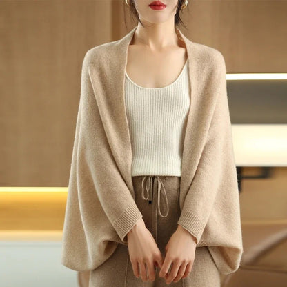 Merino Wool Sleeved Shawl - Warm Camel