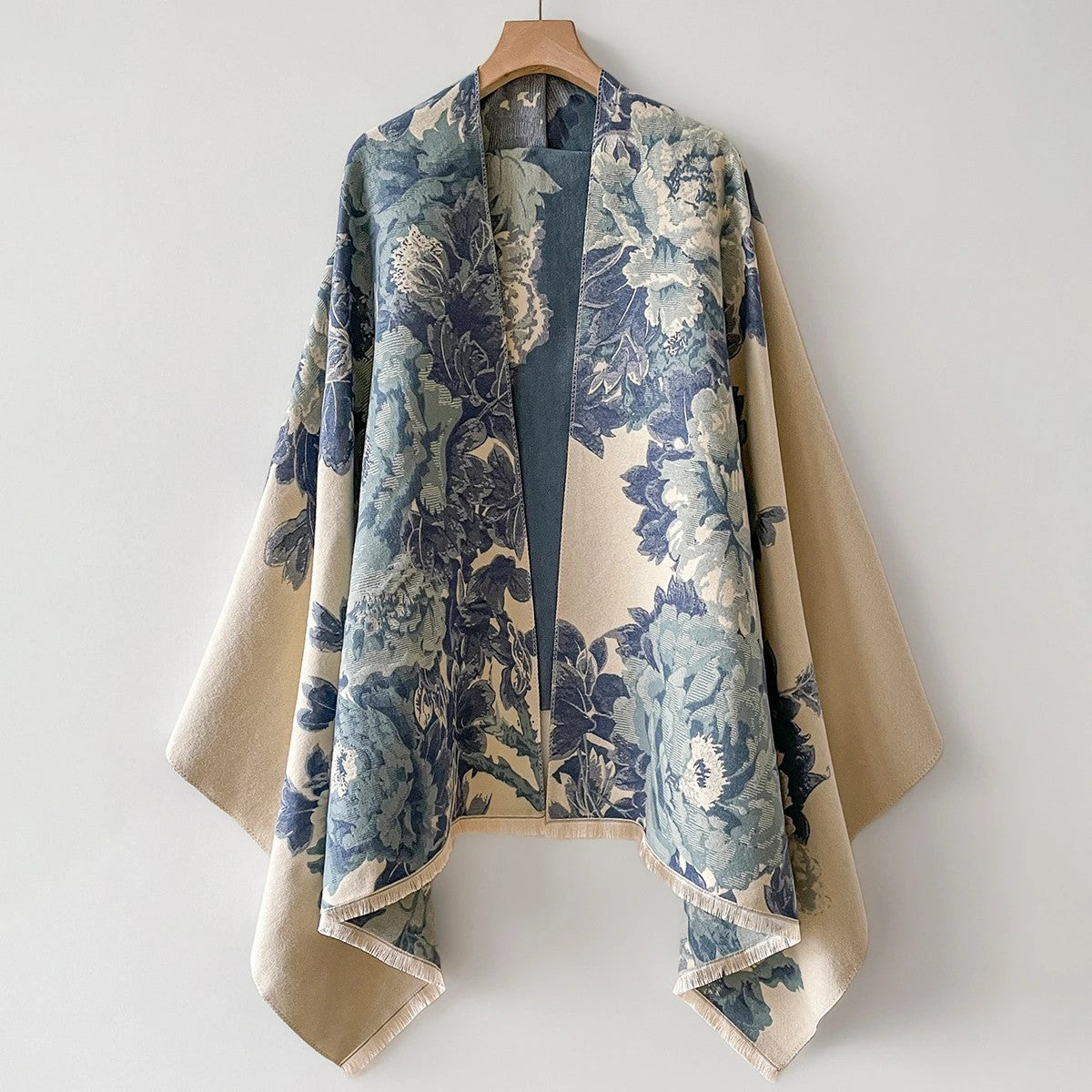 Messina Floral Cashmere Wrap - Azure Floral
